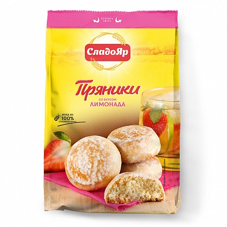 Пряники сырцовые "СЛАДОЯР" со вкусом лимонада, 350г